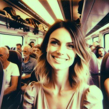 Vrouw in lang haar in trein is blij met claustrofobie behandeling die werkt.