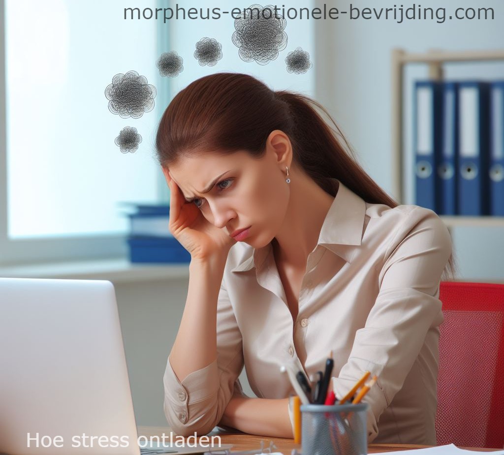 Vrouw in kantoor wil weten hoe stress ontladen gaat.