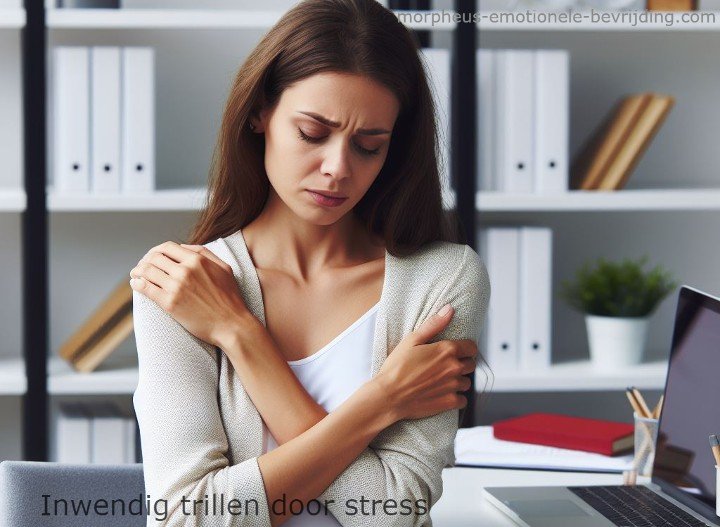 vrouw heeft last van inwendig trillen door stress