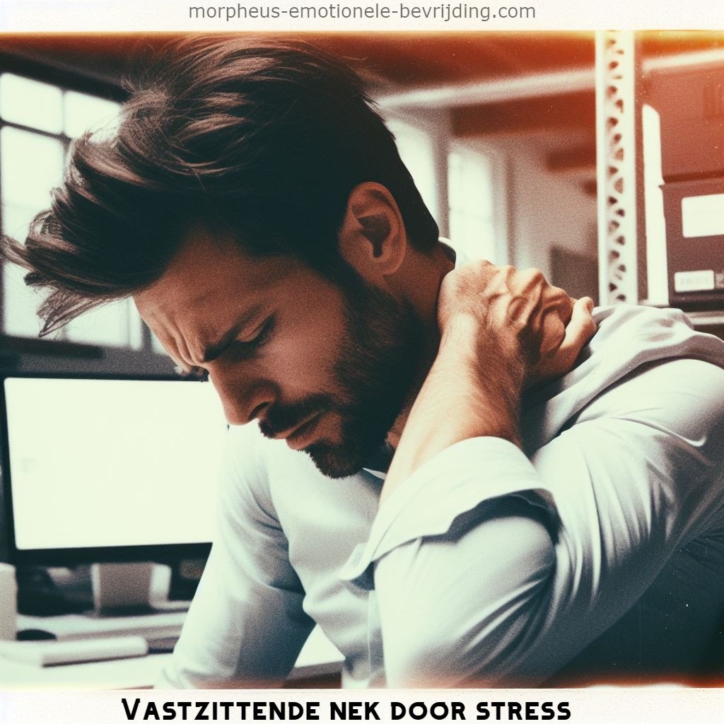 man heeft last van vastzittende nek door stress