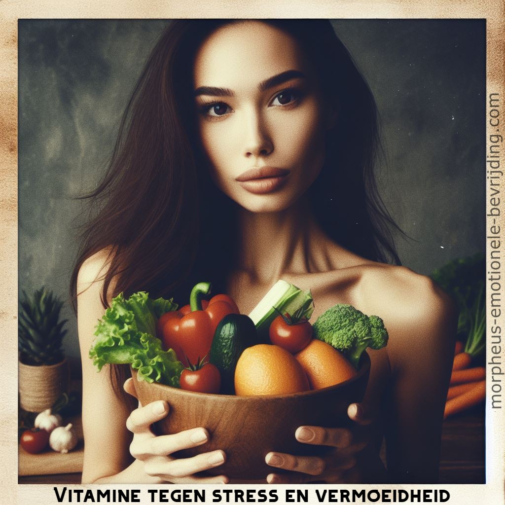 vrouw weet vitamine tegen stress en vermoeidheid zit in groente en fruit